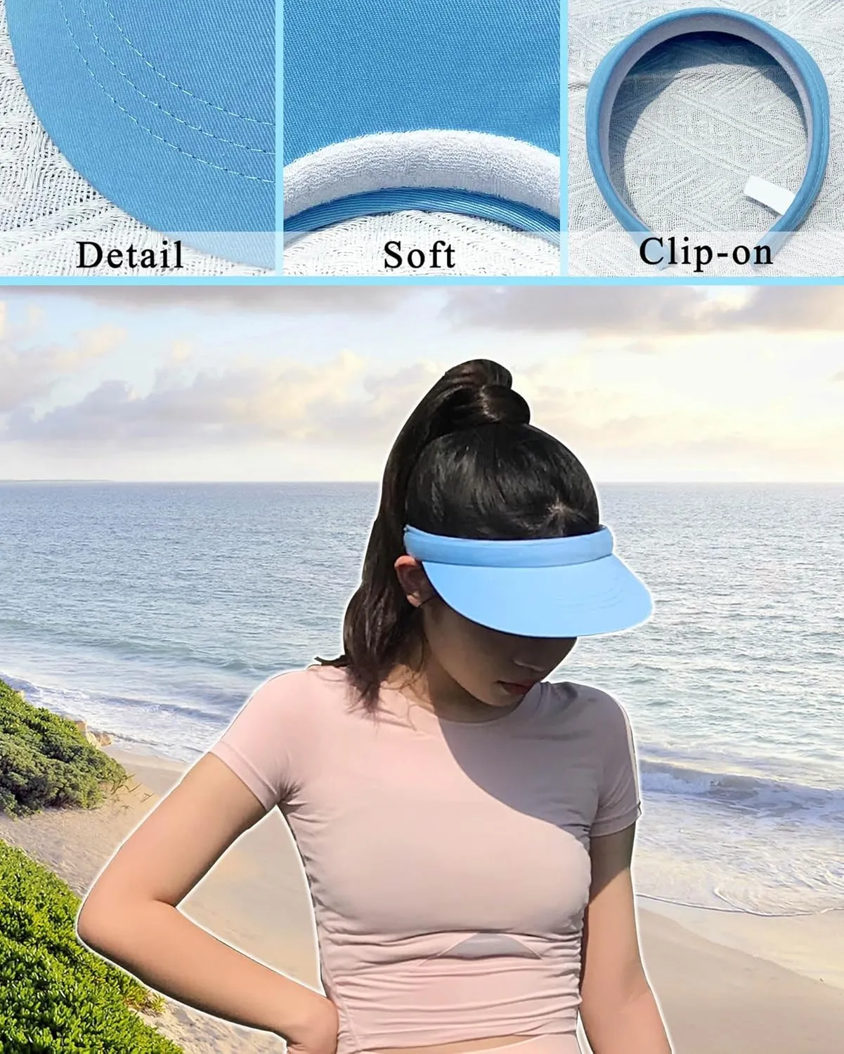 3 Pack Sports Sun Visor Hat Women Men Adjustable Clip On Visors Outdoor Golf Beach Cap