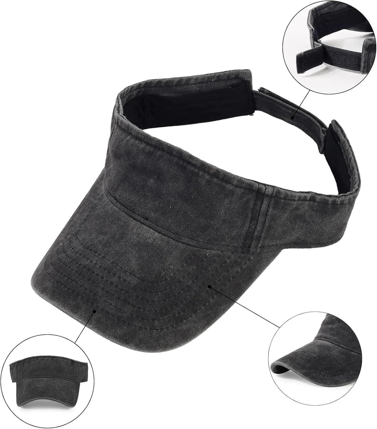 3 Pack Sun Visors for Women Men Cooling Lightweight Sports Sun Hats Adjustable Twill Cotton Run Visor
