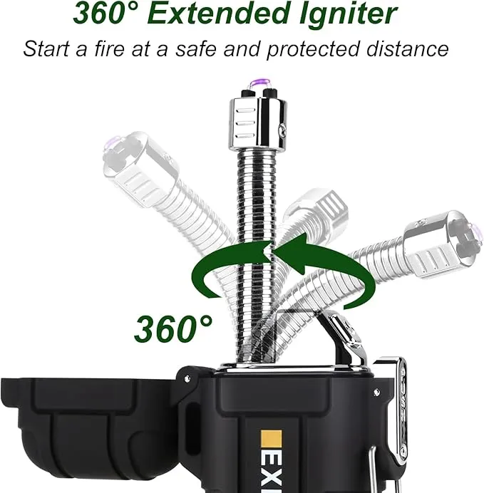 360 Flex Electric Lighter - USB Rechargeable Arc Lighter with Windproof Plasma Flame, Flexible Neck Grill Lighter, Waterproof Candle Lighter for Aromatherapy Camping BBQ -Survival Tactical Gear