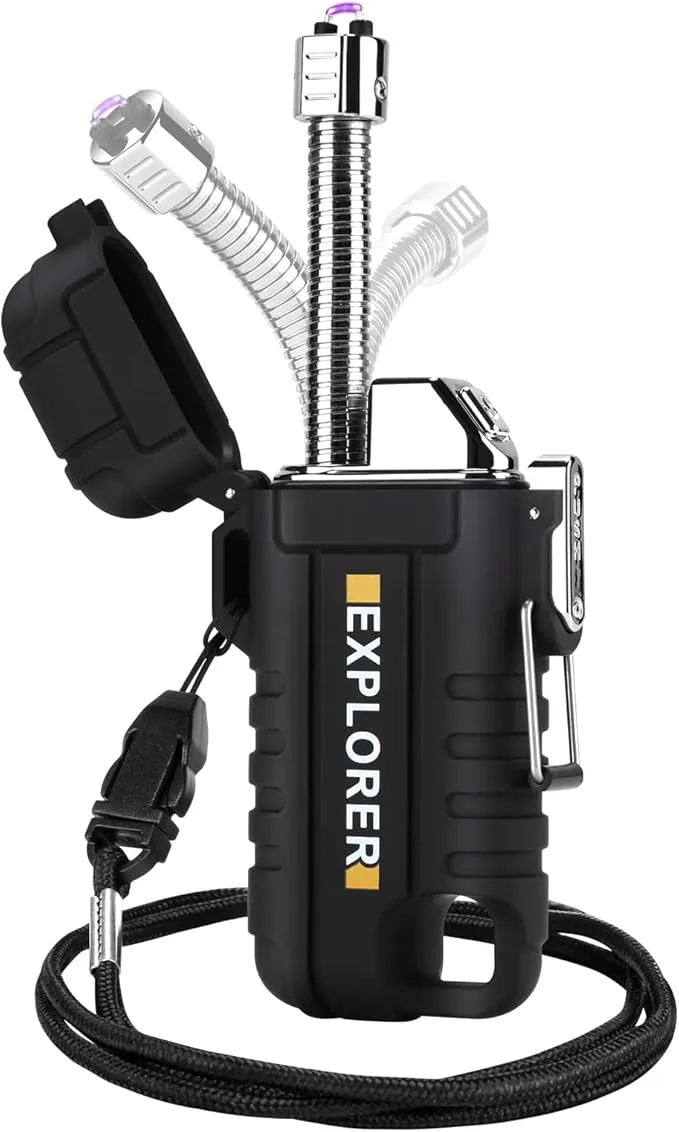 360 Flex Electric Lighter - USB Rechargeable Arc Lighter with Windproof Plasma Flame, Flexible Neck Grill Lighter, Waterproof Candle Lighter for Aromatherapy Camping BBQ -Survival Tactical Gear
