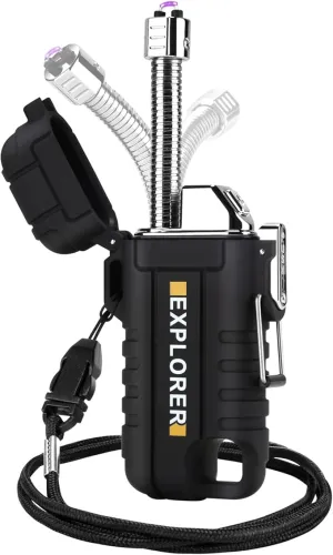 360 Flex Electric Lighter - USB Rechargeable Arc Lighter with Windproof Plasma Flame, Flexible Neck Grill Lighter, Waterproof Candle Lighter for Aromatherapy Camping BBQ -Survival Tactical Gear
