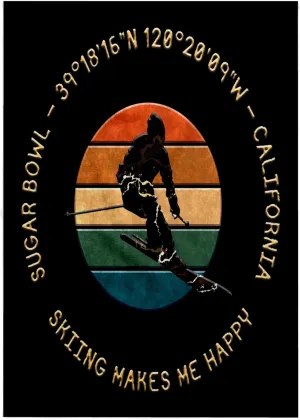 3dRose 22x30 Bath Hand Pool Towel - Sugar Bowl, California. Man Skier. Yellow, Black. Alpine Skiing Gift Alexis Design - American Skiing Places