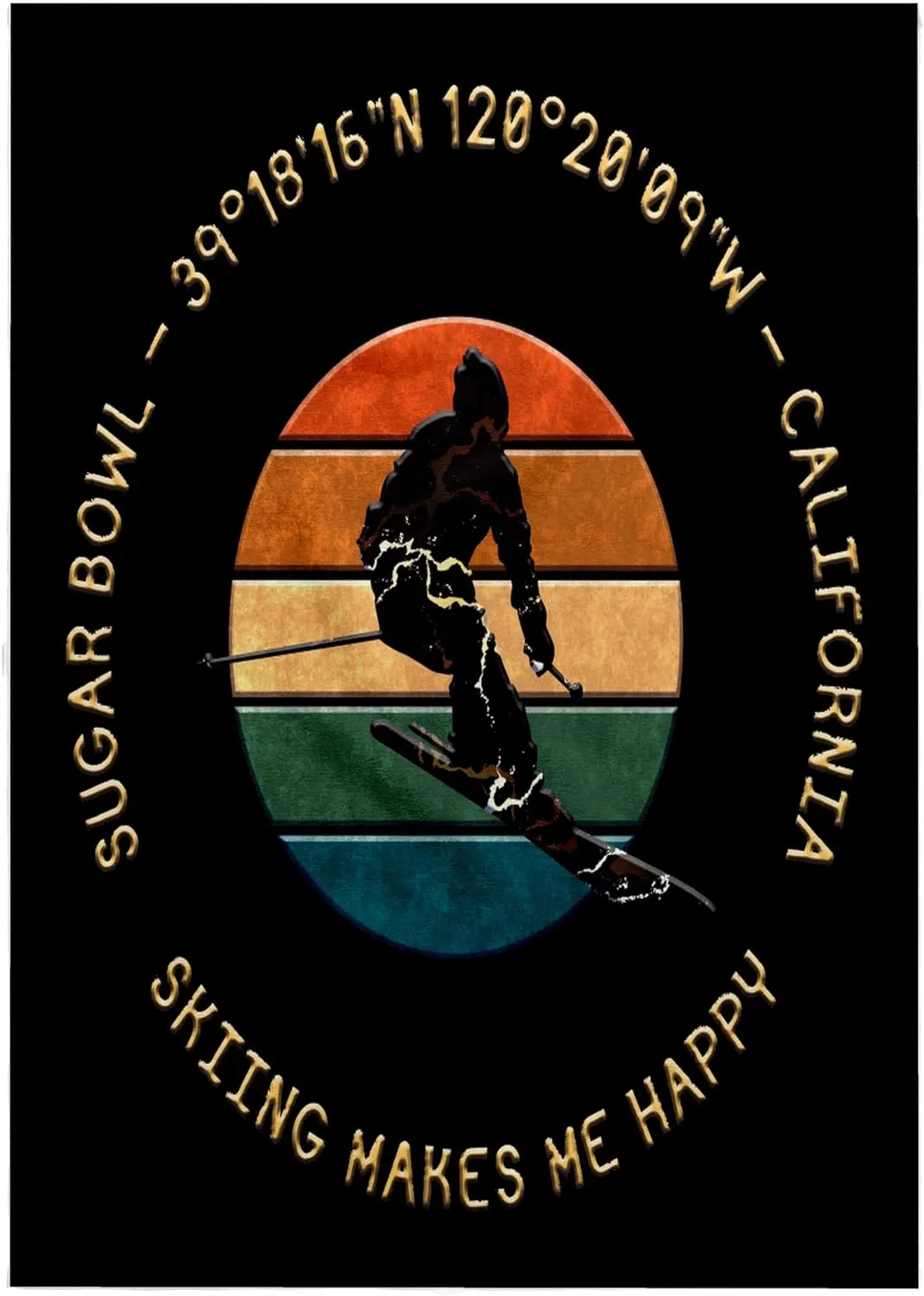 3dRose 22x30 Bath Hand Pool Towel - Sugar Bowl, California. Man Skier. Yellow, Black. Alpine Skiing Gift Alexis Design - American Skiing Places