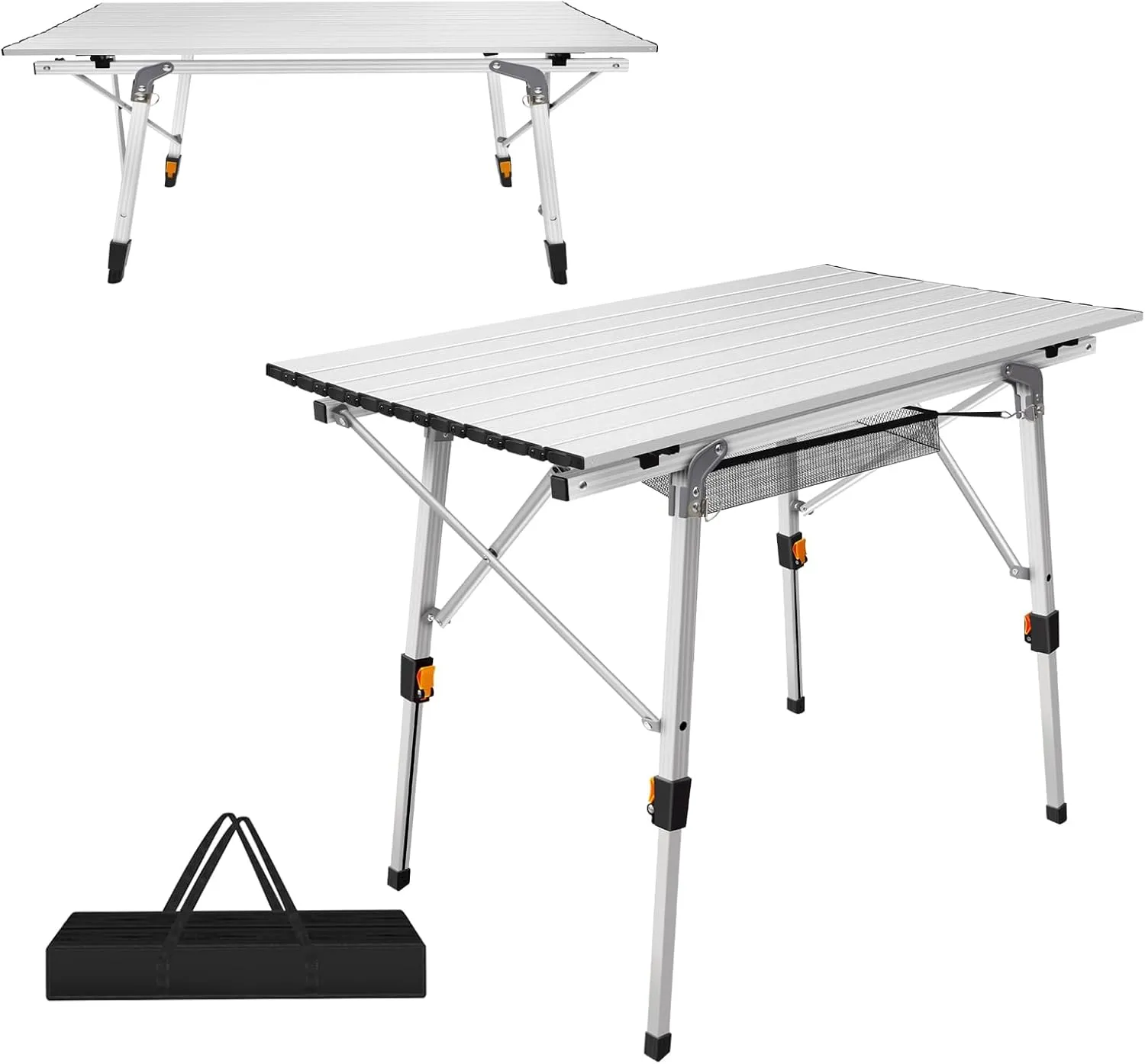 3ft Folding Camping Table, Aluminium Portable Trestle Camping Picnic Dining Folding Table with Adjustable Height 17.7"/26.8", Portable Foldable Picnic Tables for Outdoor Indoor Garden, BBQ Desk