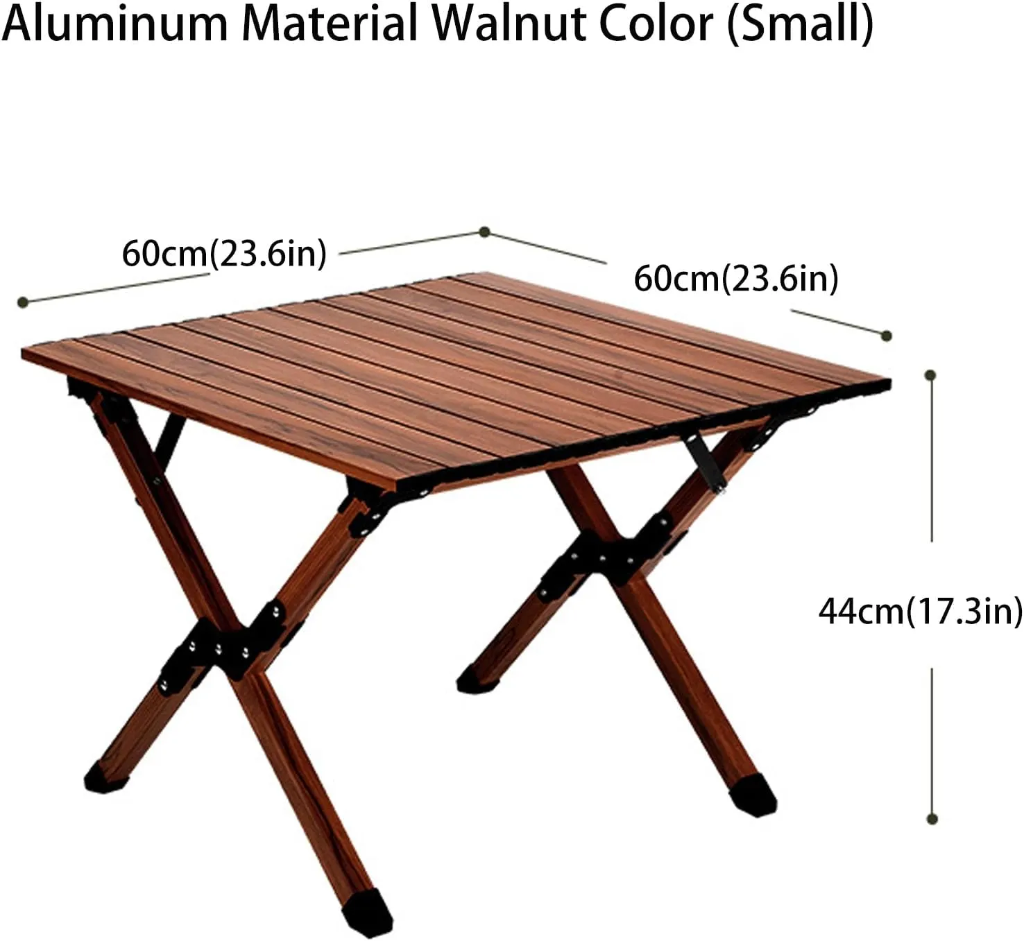 4-6 People Camping Table, Roll-Up Lightweight Picnic Table with Large Aluminum Tabletop & Carrying Bag, Portable Outdoor Folding Table for Hiking, Backpacking & Fishing(Carbon Steel Wood Gra