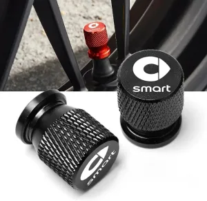 4 pcs Car Tyre Valve Caps for Smart 451 Brabus Smart 453 fortwo forfour, Dust Caps for Car Tyres Leak-Proof Car Tire Valve Stem Caps with Logo Metal Dust Caps,F