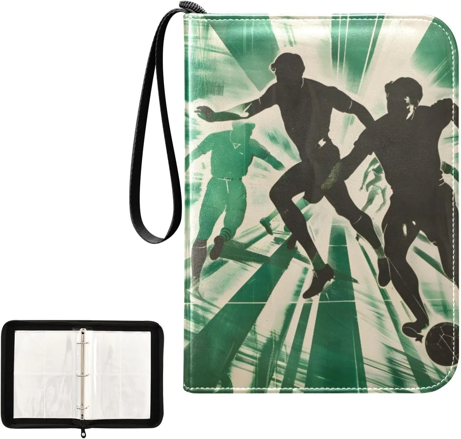 4 Pockets Trading Card Album Holder Book Folder Sports Card Binder Football Matches 400 Double Side Pockets for 3 Ring Binder Zipper
