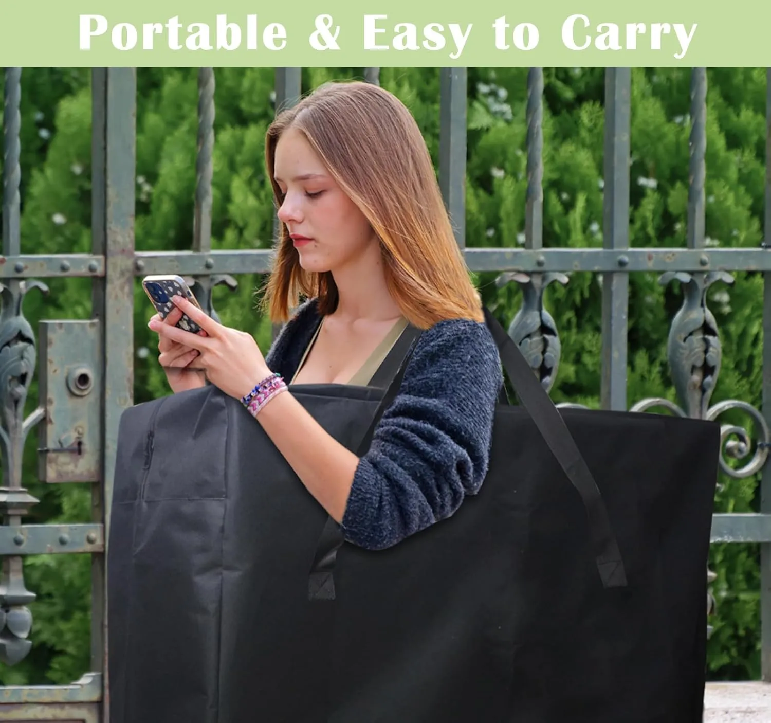 4/6/ 8 Foot Folding Table Storage Bag, Waterproof Heavy Duty Large Carrying Bag for Folding Tables, Picnic/Camp Tables Cover with Durable Zipper & Shoulder Strap, 31" D X 37" W X4.5 H, Black