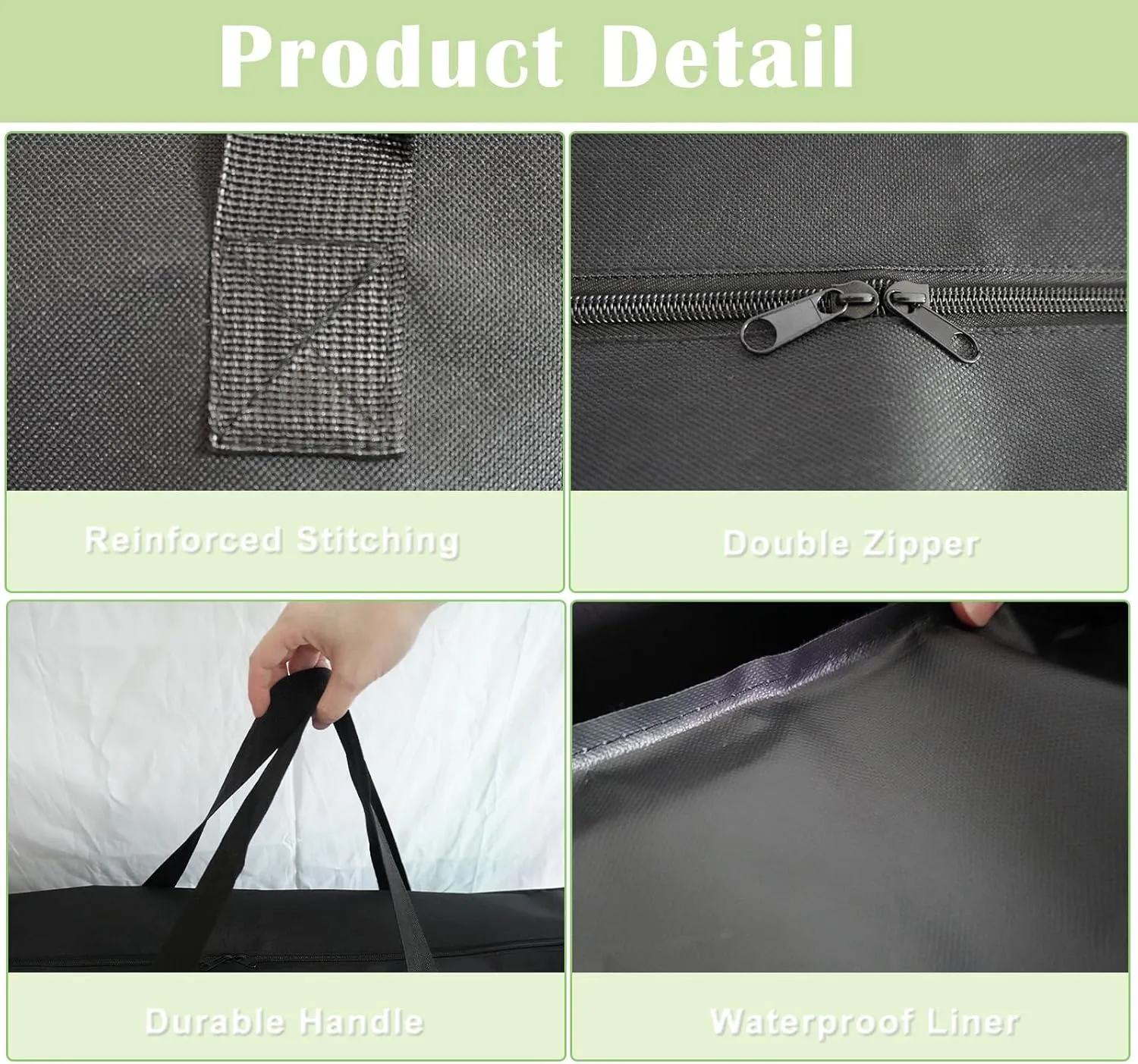 4/6/ 8 Foot Folding Table Storage Bag, Waterproof Heavy Duty Large Carrying Bag for Folding Tables, Picnic/Camp Tables Cover with Durable Zipper & Shoulder Strap, 31" D X 37" W X4.5 H, Black