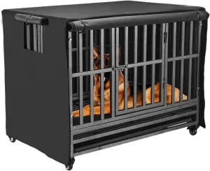 48 inch Heavy Duty Dog Crate Covers Durable 600D Polyester Insulated Dog Kennel Cover Soundproof Windproof Rainproof Shading Fit for Wire Dog Cage Covers with Breathable Side Window ( ONLY COVER)