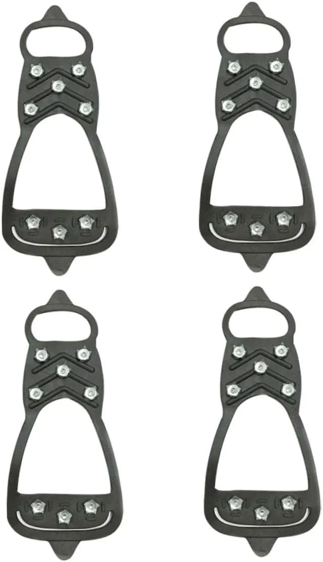 4pcs Anti-Slip Eight-Tooth Crampons Rubber Traction Grippers Anti-Skid Crampons Anti-Slip Shoe Cover