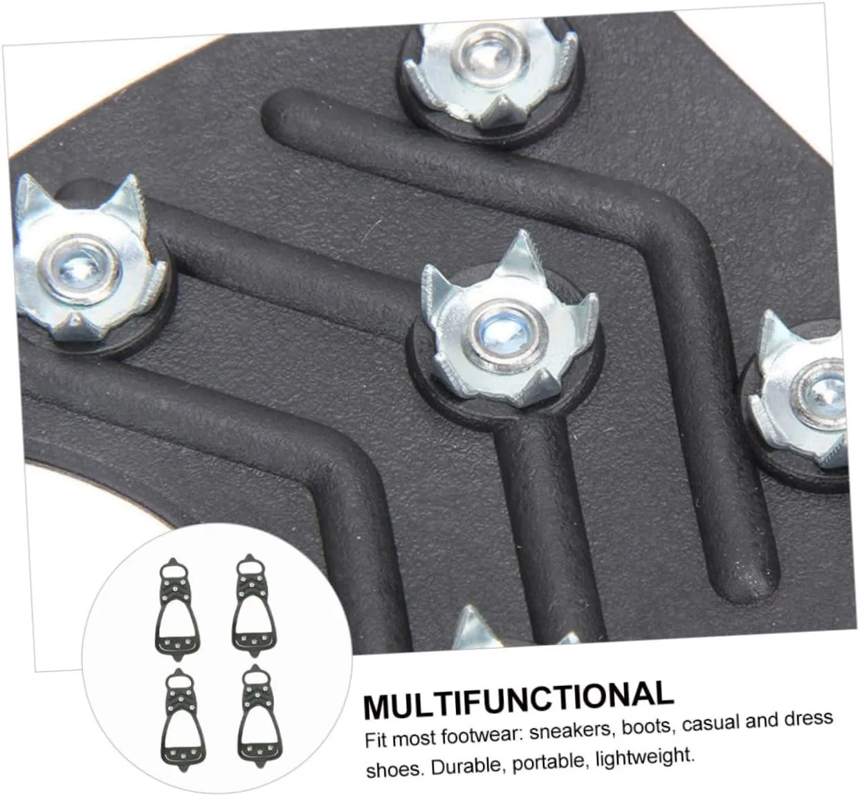 4pcs Anti-Slip Eight-Tooth Crampons Rubber Traction Grippers Anti-Skid Crampons Anti-Slip Shoe Cover