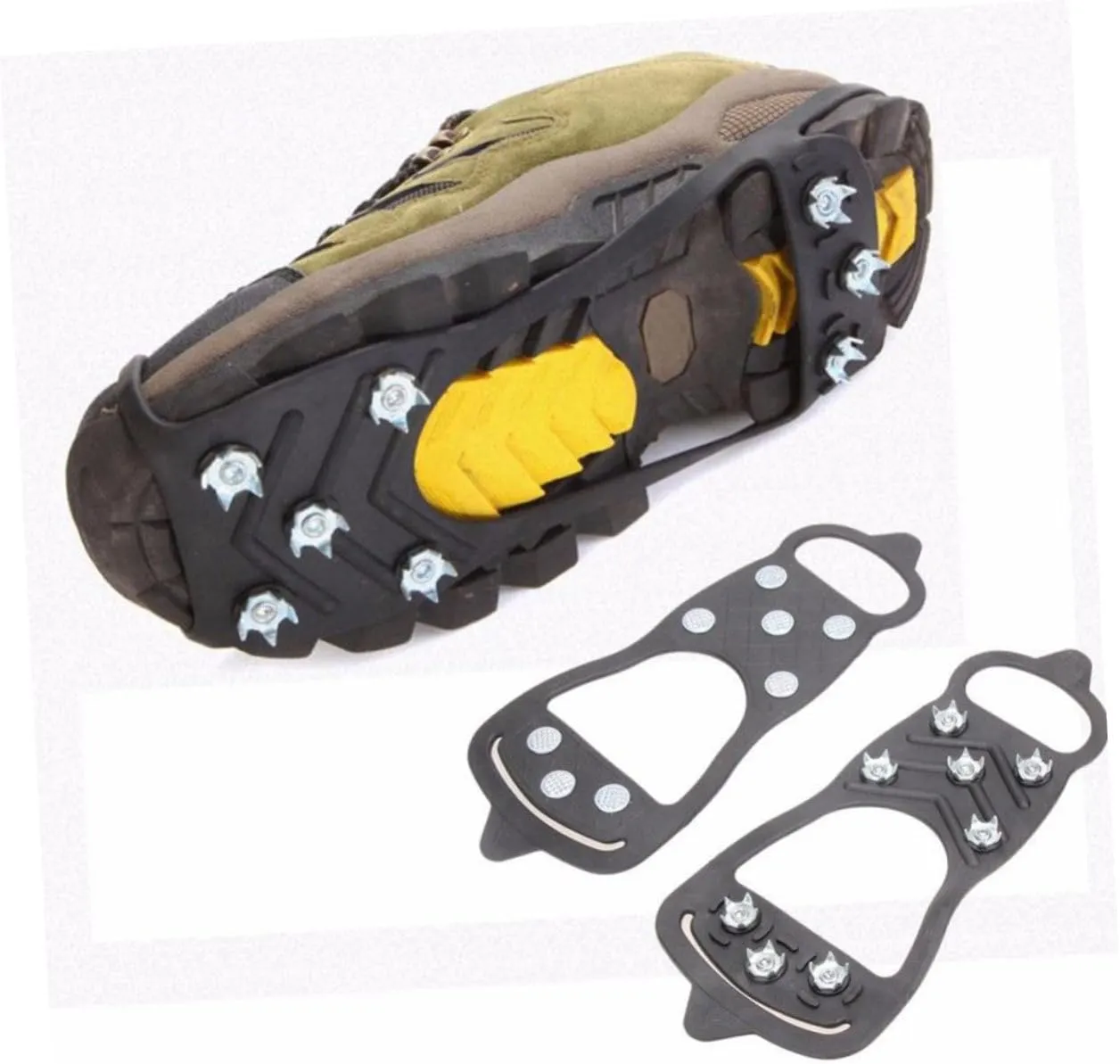 4pcs Anti-Slip Eight-Tooth Crampons Rubber Traction Grippers Anti-Skid Crampons Anti-Slip Shoe Cover