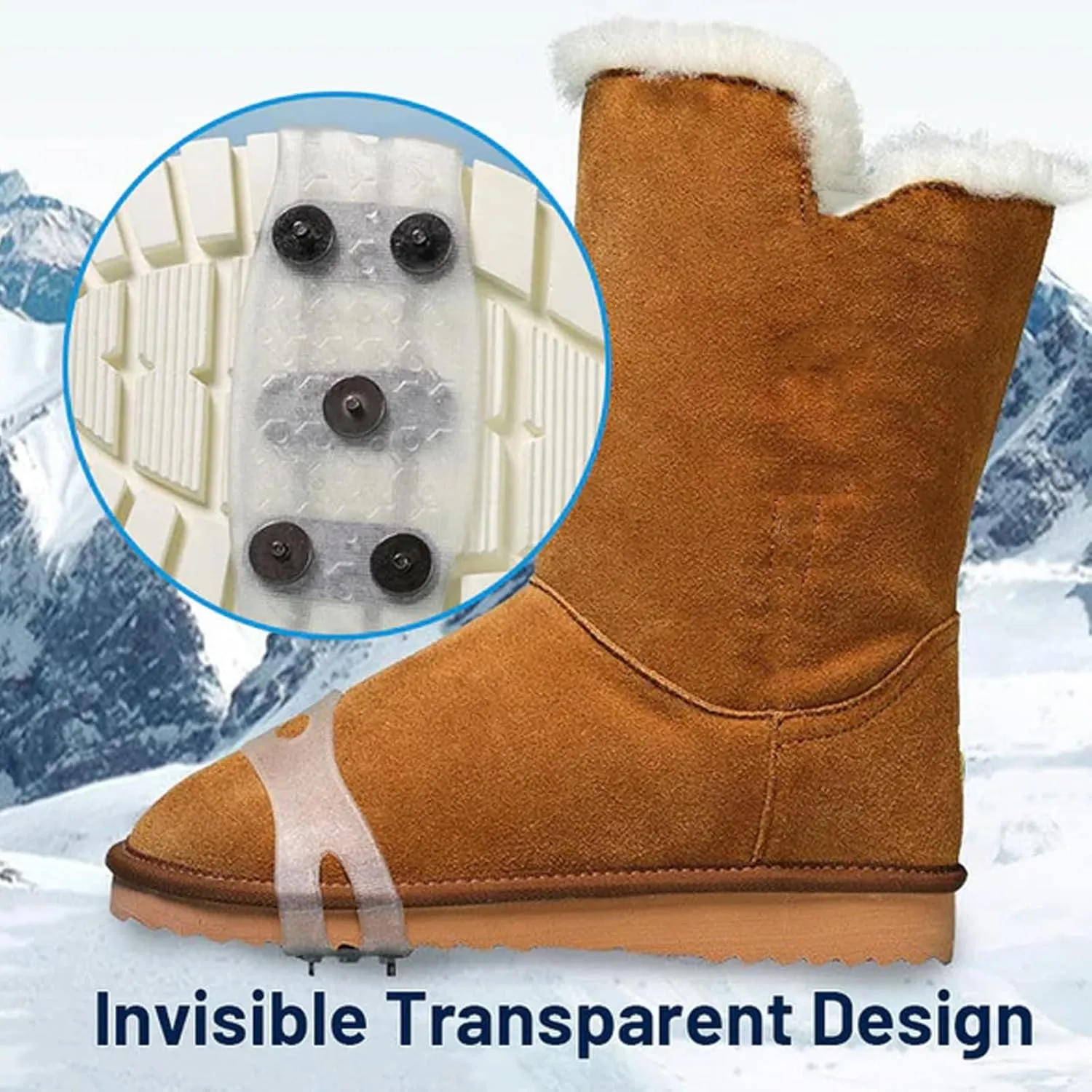 5-Claw Outdoor Anti-Skid Shoe Covers, Universal Non-Slip Gripper Spikes, Anti-Skid Snow Ice Shoe Spikes, Ice Snow Grips Over Shoe/Boot for Hiking Mountaineering Walking