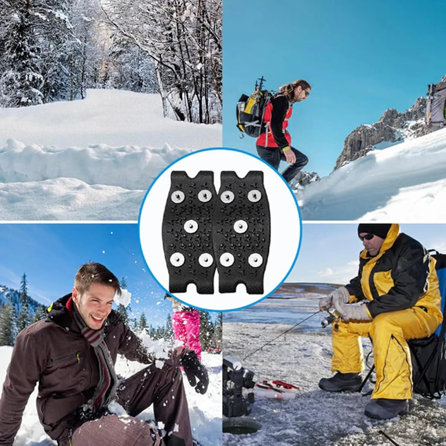 5-Claw Outdoor Anti-Skid Shoe Covers, Universal Non-Slip Gripper Spikes, Anti-Skid Snow Ice Shoe Spikes, Ice Snow Grips Over Shoe/Boot for Hiking Mountaineering Walking