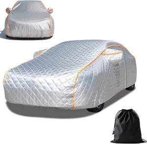 5 Layers Anti-Hail Car Cover Waterproof All Weather for Automobiles,Car Covers with Reflective Strips Black Universal Fit for SUV (Custom Fit,Silver)
