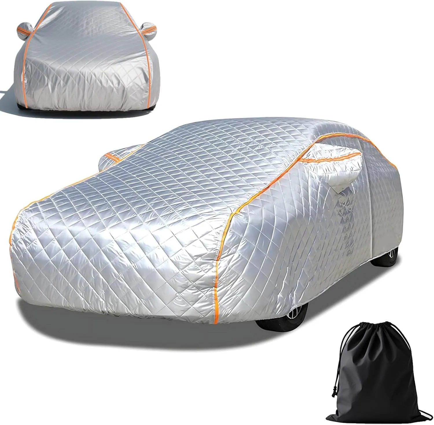 5 Layers Anti-Hail Car Cover Waterproof All Weather for Automobiles,Car Covers with Reflective Strips Black Universal Fit for SUV (Custom Fit,Silver)