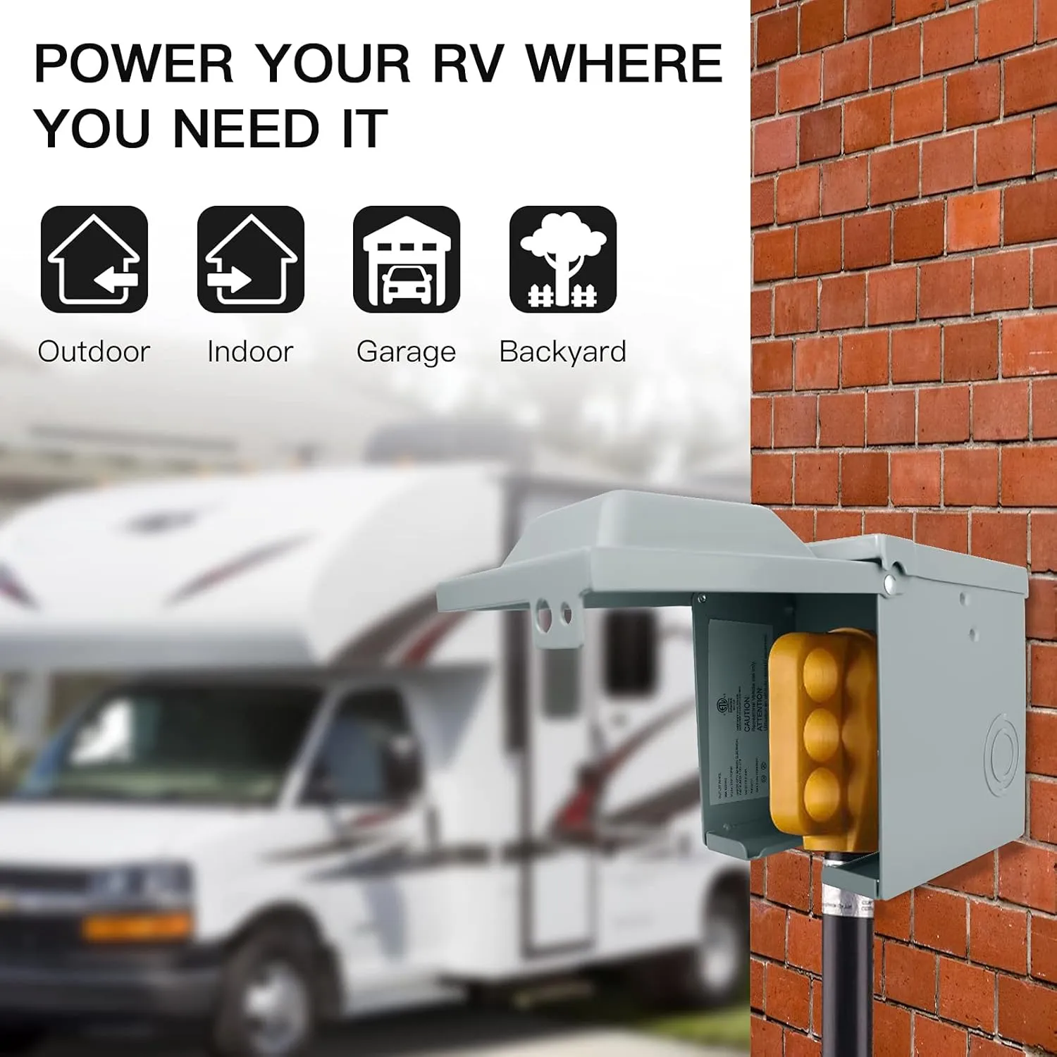 50 Amp 125/250 Volt RV Power Outlet Box, Enclosed Lockable Weatherproof NEMA 14-50R Outdoor Electrical Receptacle Panel, 50 Amp RV Receptacle for Camper Trailer Motorhome Electric Car Generator