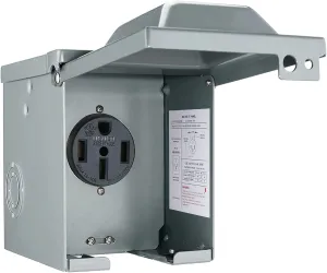 50 Amp 125/250 Volt RV Power Outlet Box, Enclosed Lockable Weatherproof NEMA 14-50R Outdoor Electrical Receptacle Panel, 50 Amp RV Receptacle for Camper Trailer Motorhome Electric Car Generator