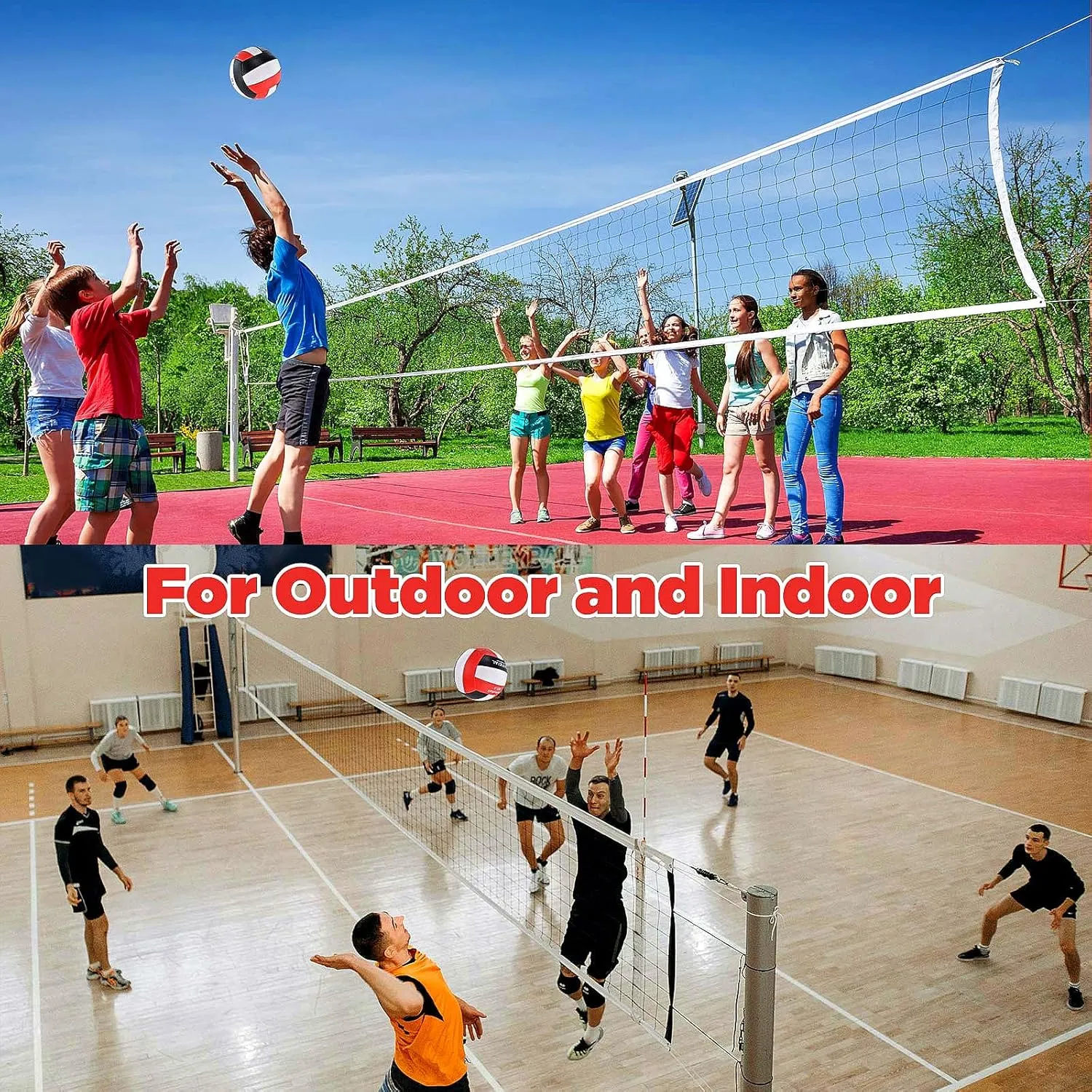 6 Pack Volleyballs Official Size 5, Waterproof Soft Bulk Recreational Volley Balls with Pump and Net Bag for Indoor Outdoor Beach Pool Water Sand Game Training Match for Beginner Teenager