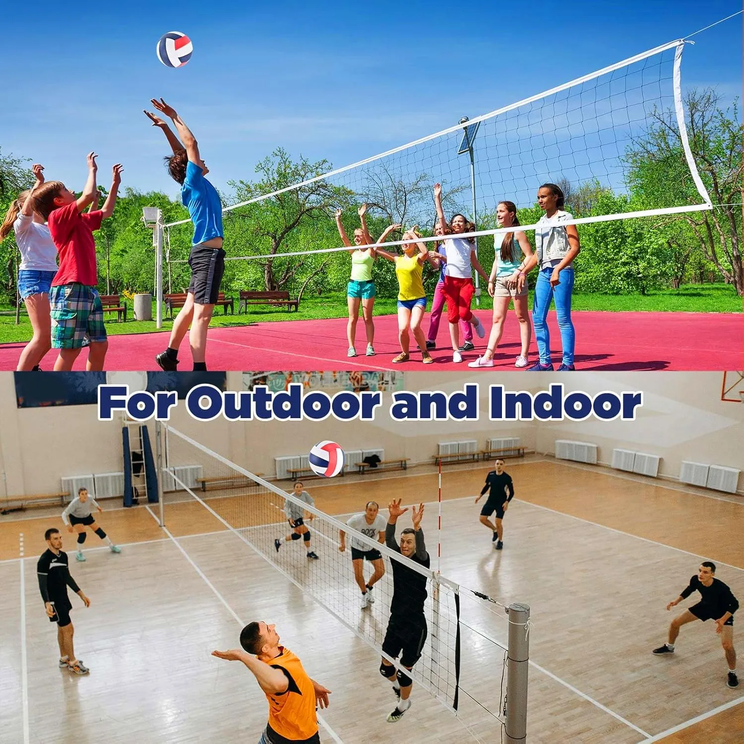 6 Pack Volleyballs Official Size 5, Waterproof Soft Bulk Recreational Volley Balls with Pump and Net Bag for Indoor Outdoor Beach Pool Water Sand Game Training Match for Beginner Teenager