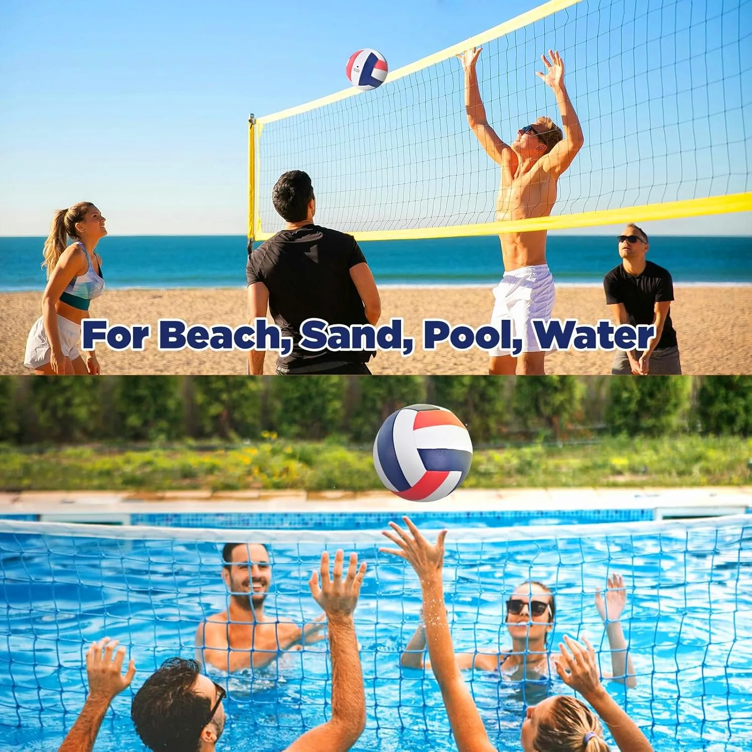 6 Pack Volleyballs Official Size 5, Waterproof Soft Bulk Recreational Volley Balls with Pump and Net Bag for Indoor Outdoor Beach Pool Water Sand Game Training Match for Beginner Teenager