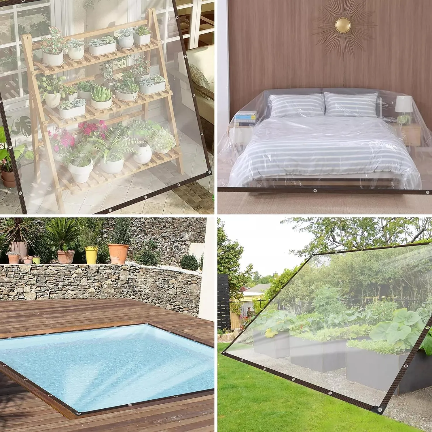 6.6 x 13 Ft Clear Tarps Heavy Duty Waterproof with Grommets Outdoor Garden Plastic Rainproof Covering Tarpaulin for Covering Greenhouse Henhouse Porch Canopy Patio Plant Roof Opening Storage
