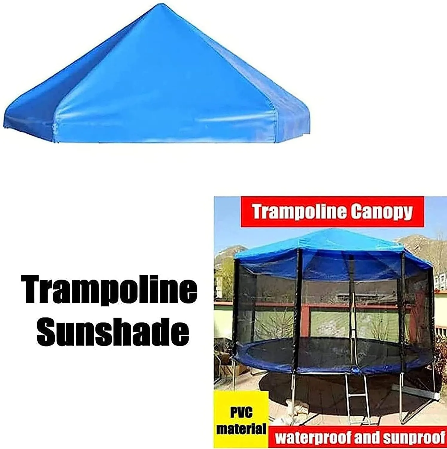 6/8/10/12/14/16ft Trampoline Awning, Rain and Snow Shelter Canopy Fabric, Tarp Material, Frameless Cover.(6ft)