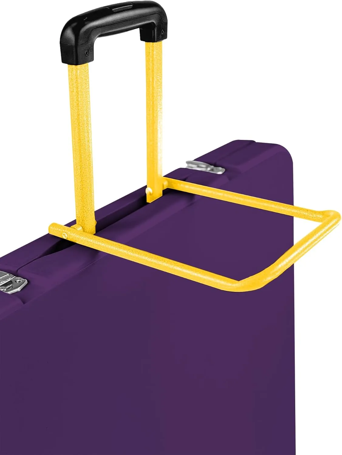 6Ft Rolling Folding Table with Built-in Wheels, Durable Plastic, Team Colors, Easy to Carry, Perfect for Camping, Picnic, Tailgating, Party, Indoor/Outdoor Use (Single Table, Purple/Yellow)