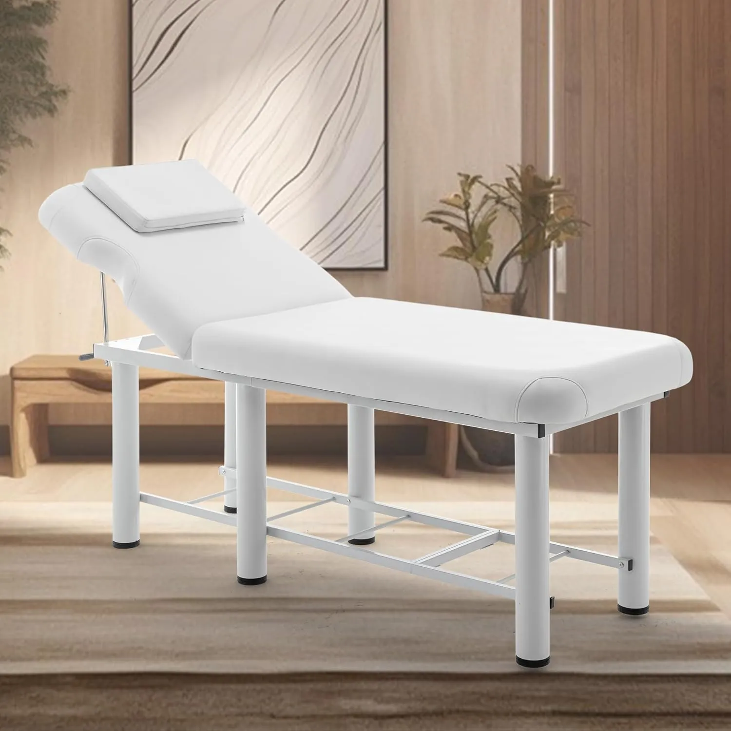 72.23"(L) x 27.56"(W) Professioanl Massage Table,Adjustable Tattoo Chair with Bottom Shelf Storage,Memory Foam Layer Salon Bed,Physical Therapy Table for Home,Spa Bed for Esthetician (White)