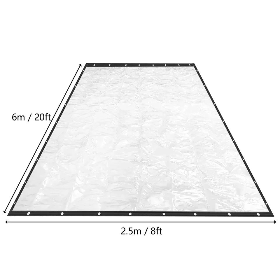 8 * 20 FT Waterproof Commercial Grade PVC Clear Awning Clear Tarp Medium Duty Waterproof New Material Tarp Cover Clear Tarps