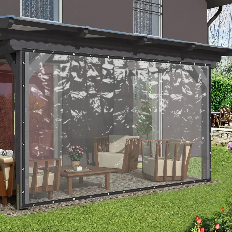 8 * 20 FT Waterproof Commercial Grade PVC Clear Awning Clear Tarp Medium Duty Waterproof New Material Tarp Cover Clear Tarps