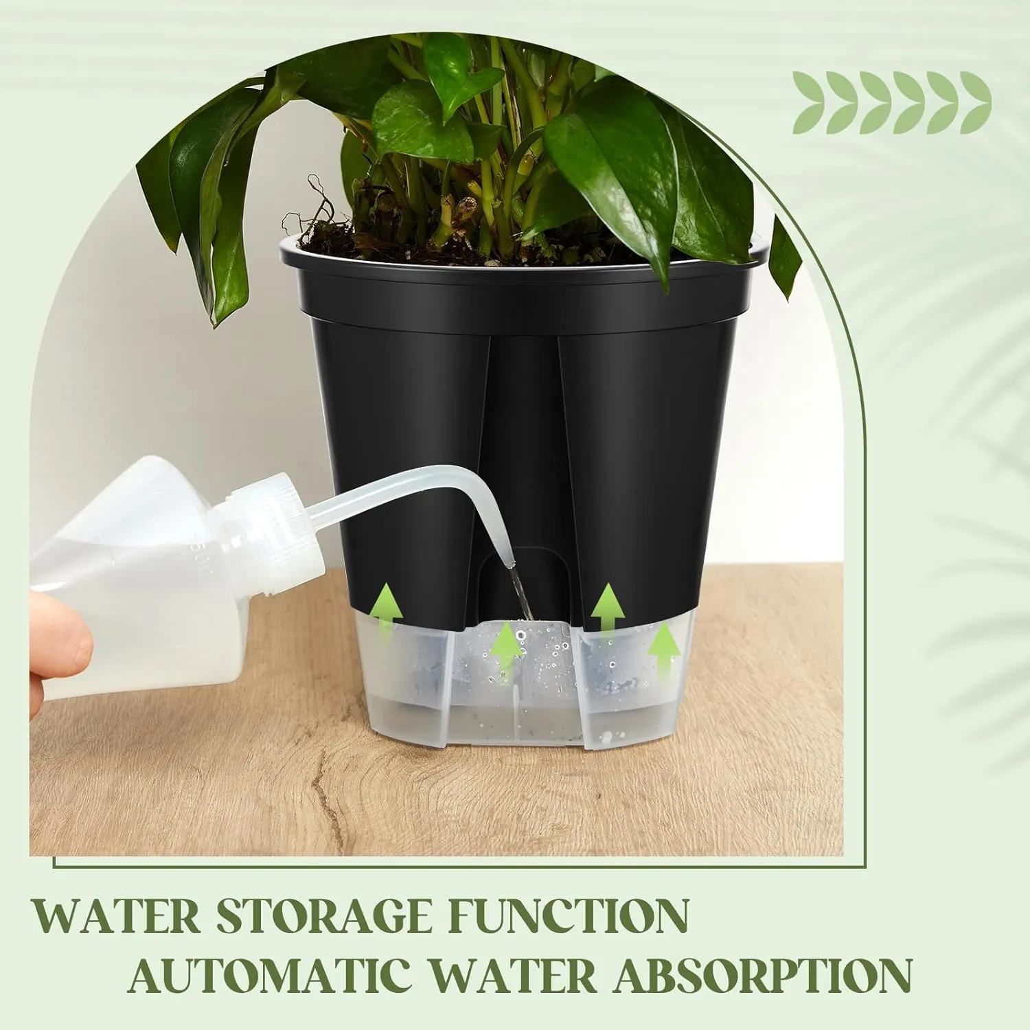 9 Pcs Black Self Watering Pots (4.72''/5.91''/7.09'') for Indoor Plants with Deep Reservoir and High Drainage Holes for Outdoor Plants and Flowers, 3 Size