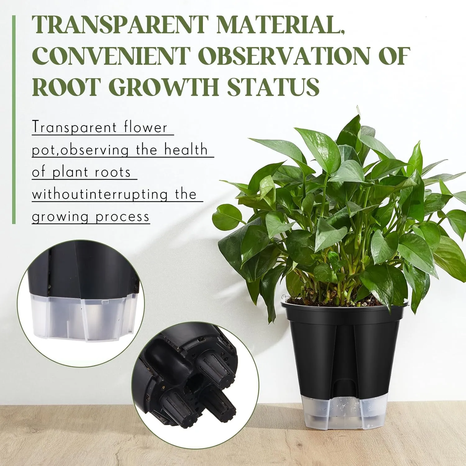 9 Pcs Black Self Watering Pots (4.72''/5.91''/7.09'') for Indoor Plants with Deep Reservoir and High Drainage Holes for Outdoor Plants and Flowers, 3 Size