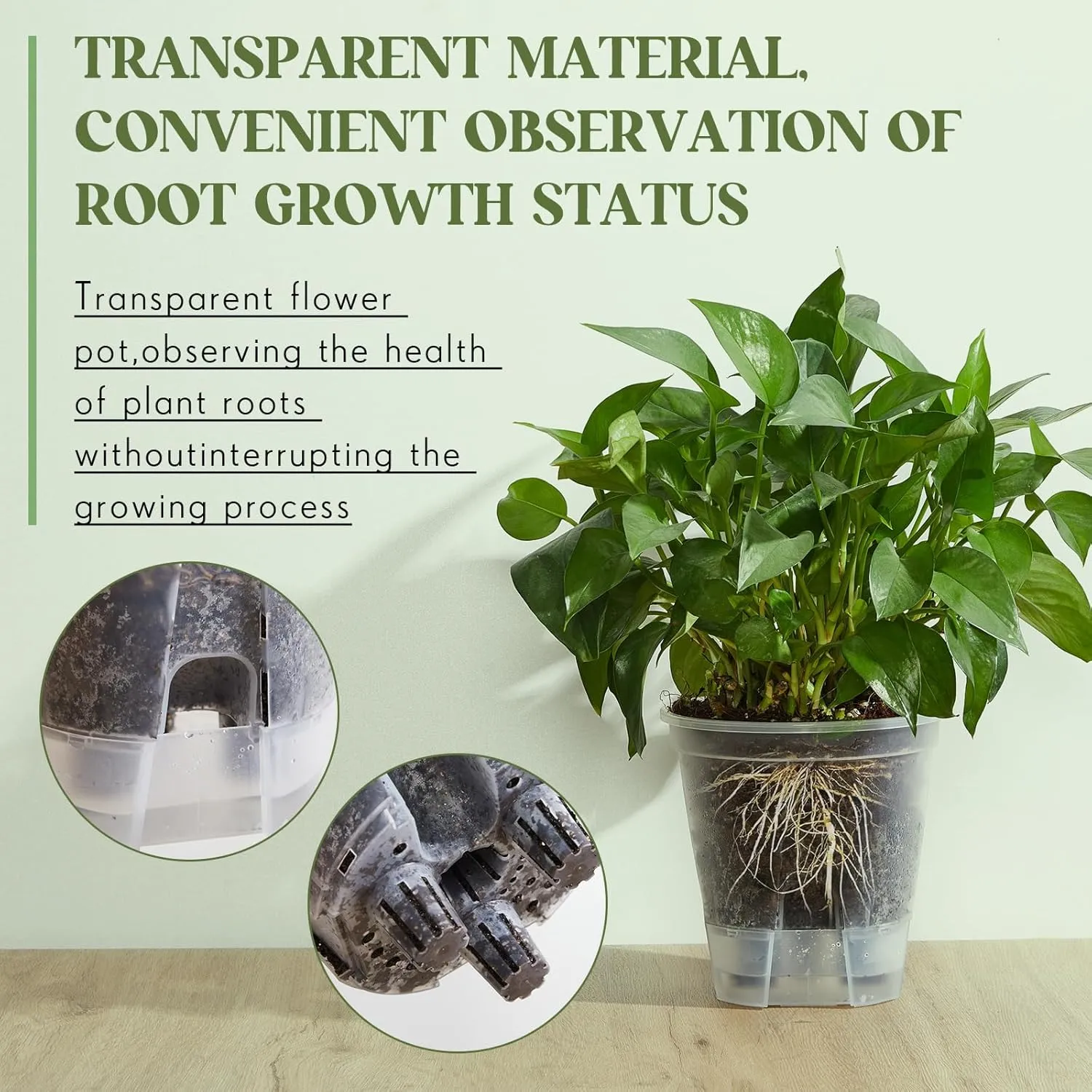 9 Pcs Clear Self Watering Pots (4.72''/5.91''/7.09'') for Indoor Plants with Deep Reservoir and High Drainage Holes for Outdoor Plants and Flowers, 3 Size