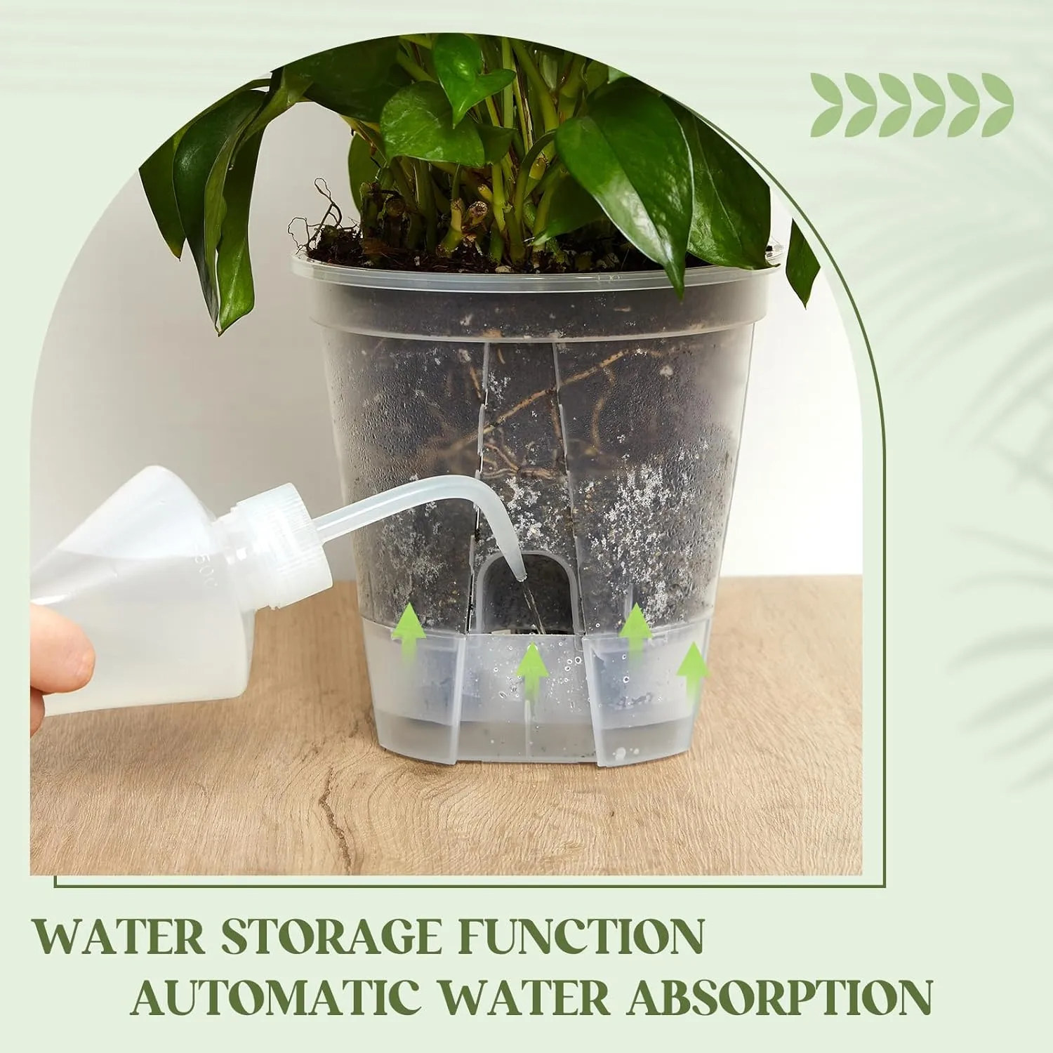 9 Pcs Clear Self Watering Pots (4.72''/5.91''/7.09'') for Indoor Plants with Deep Reservoir and High Drainage Holes for Outdoor Plants and Flowers, 3 Size