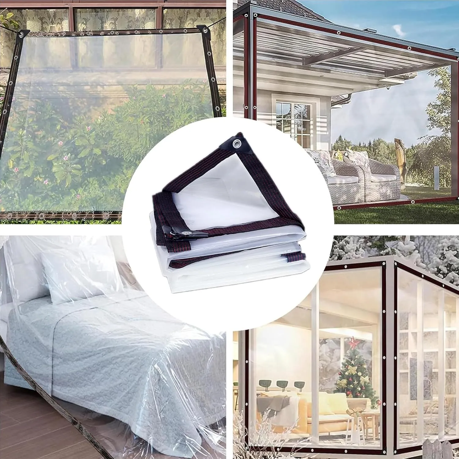 9.8 x 20 Ft Clear Tarps Heavy Duty Waterproof with Grommets Outdoor Garden Plastic Rainproof Covering Tarpaulin for Covering Greenhouse Henhouse Porch Canopy Patio Plant Roof Opening Storage