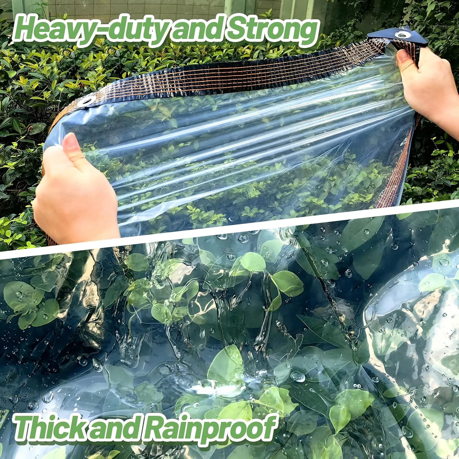 9.8 x 9.8 ft Thicken Clear Tarp Waterproof - 5 mil Anti-Tear Windproof Garden Transparent Poly Tarpaulin, Snowproof Plant Cover, Insulation Shed Cloth with Ropes for Porch Patio Camping Supplies