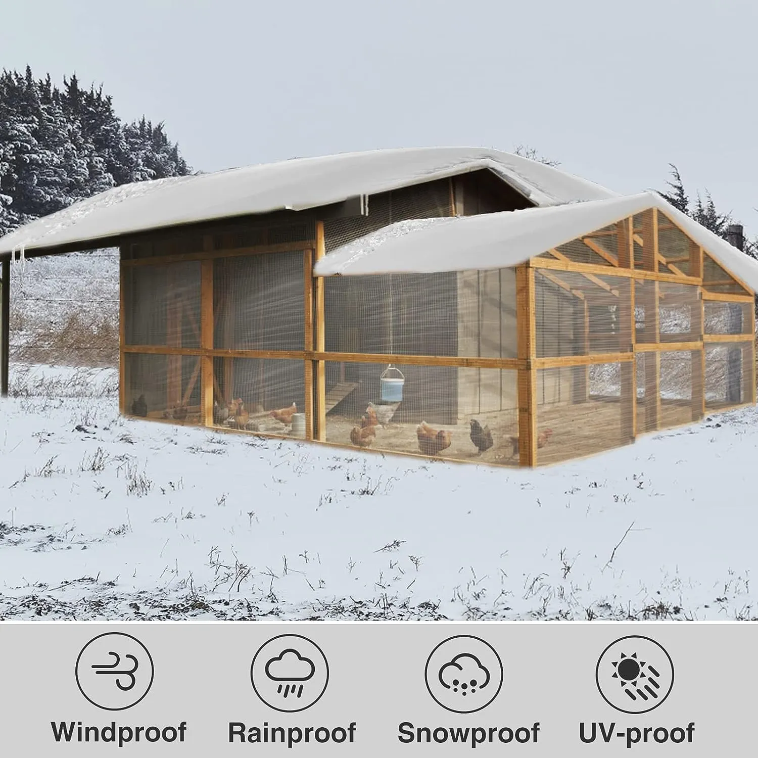 9.8 x 9.8 ft Thicken Clear Tarp Waterproof - 5 mil Anti-Tear Windproof Garden Transparent Poly Tarpaulin, Snowproof Plant Cover, Insulation Shed Cloth with Ropes for Porch Patio Camping Supplies
