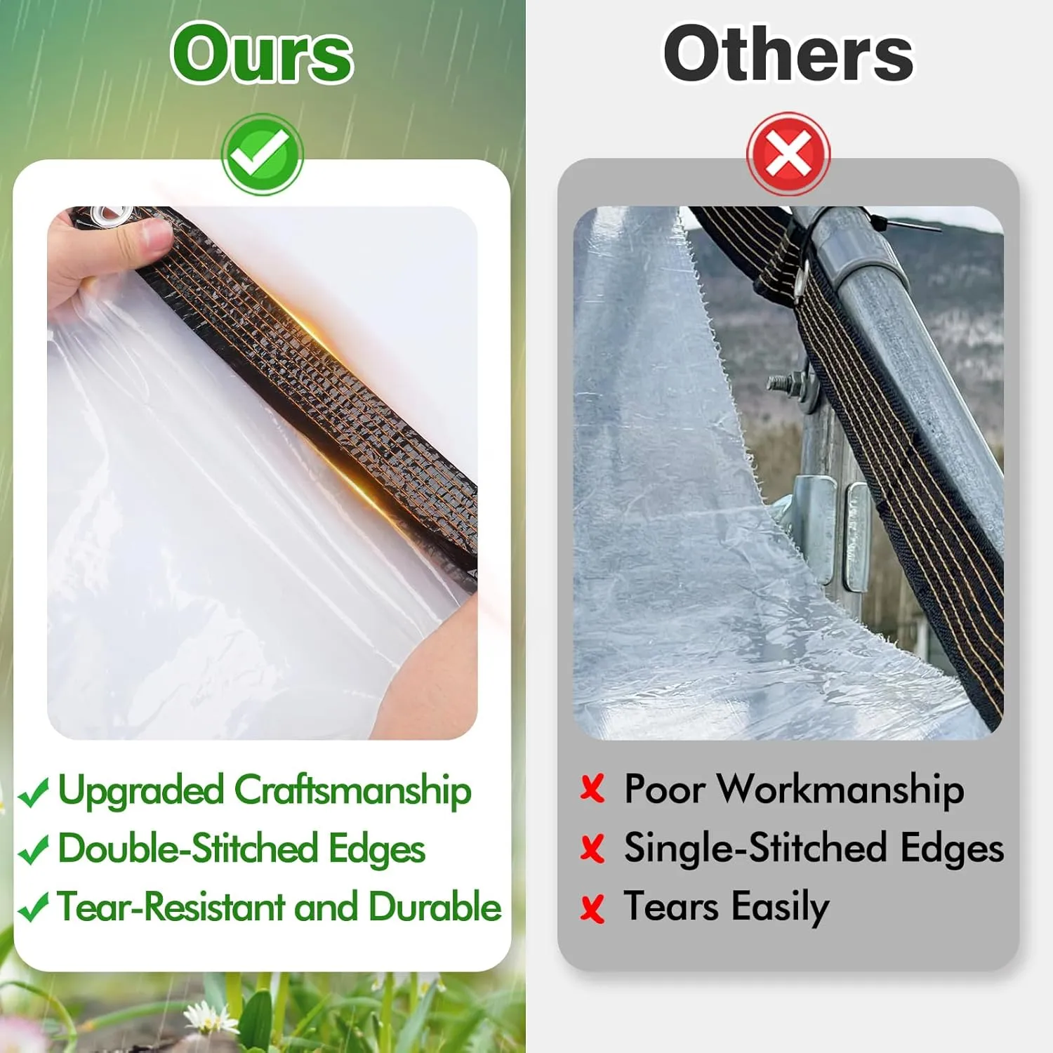 9.8 x 9.8 ft Thicken Clear Tarp Waterproof - 5 mil Anti-Tear Windproof Garden Transparent Poly Tarpaulin, Snowproof Plant Cover, Insulation Shed Cloth with Ropes for Porch Patio Camping Supplies
