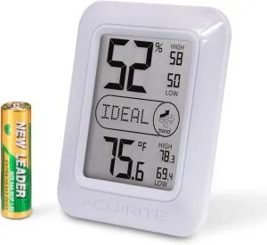AcuRite Indoor Digital Thermometer & Hygrometer with Temperature and Humidity Gauge and Comfort Levels (01131M) , White