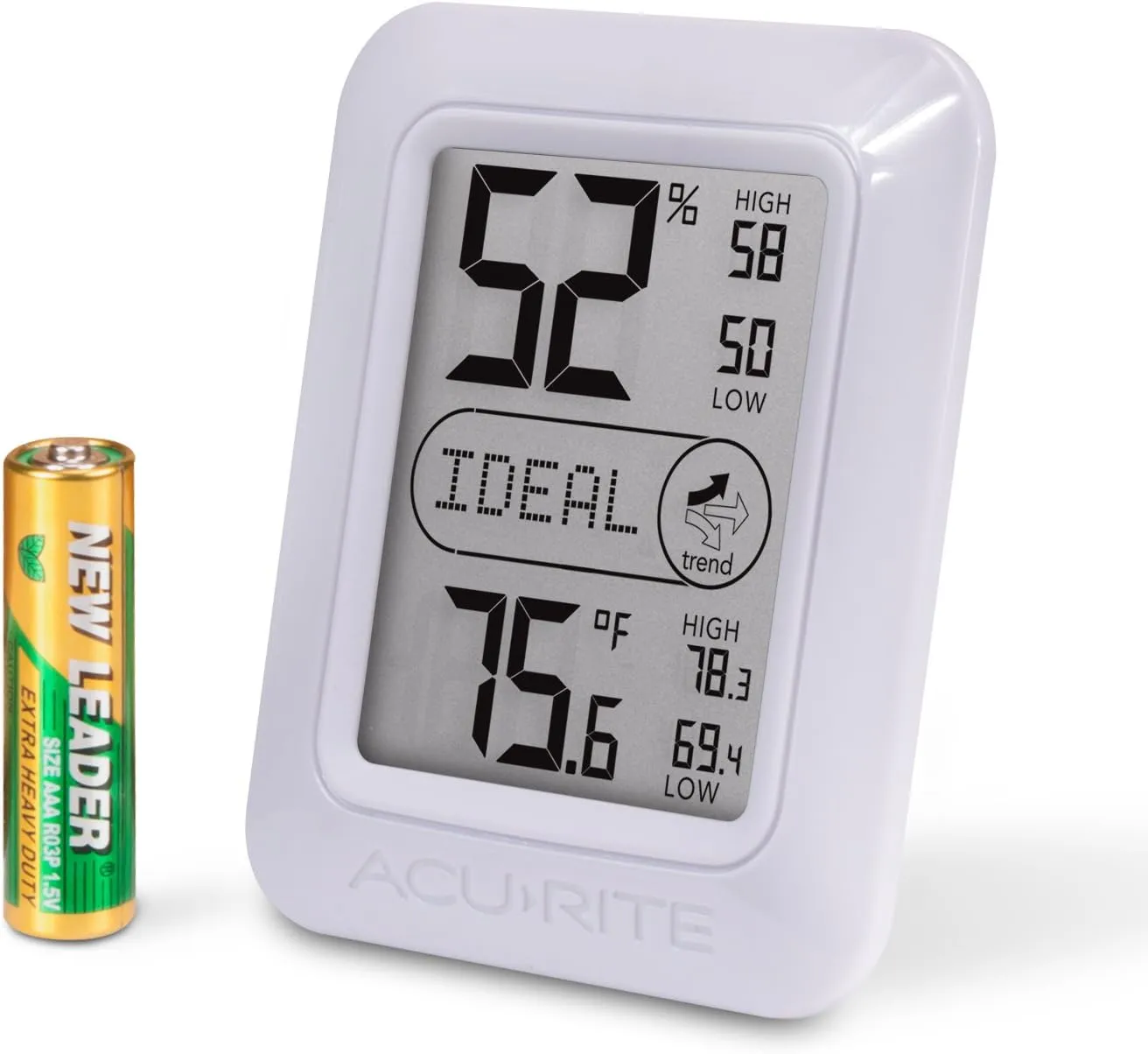 AcuRite Indoor Digital Thermometer & Hygrometer with Temperature and Humidity Gauge and Comfort Levels (01131M) , White