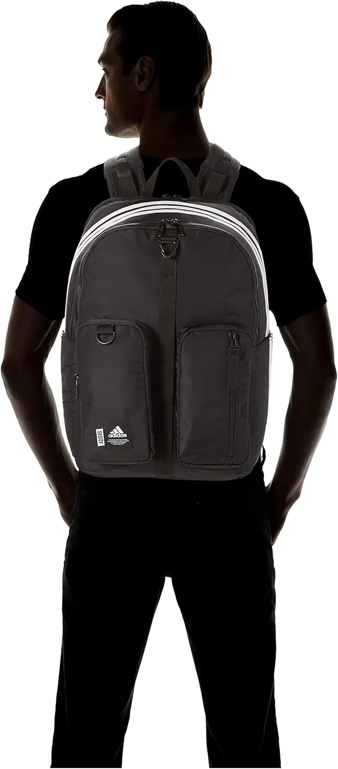 adidas Iconic 3 Stripe Backpack, Black/White, One Size