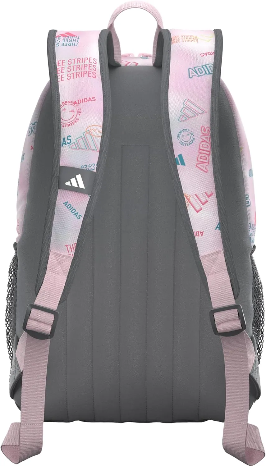 adidas Originator Small Backpack for Men and Women, Athletic Book Bag with Laptop Sleeve, Adi Haze Clear Pink/Clear Pink/Grey Four, One Size