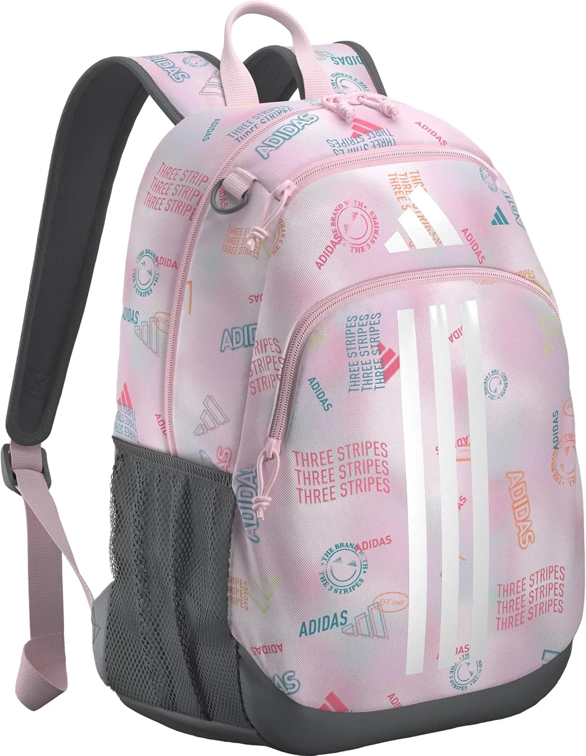 adidas Originator Small Backpack for Men and Women, Athletic Book Bag with Laptop Sleeve, Adi Haze Clear Pink/Clear Pink/Grey Four, One Size