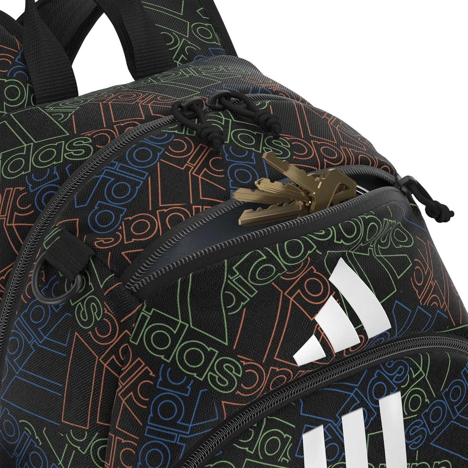 adidas Originator Small Backpack for Men and Women, Athletic Book Bag with Laptop Sleeve, Outline BOS Toss-Black/Black/White, One Size