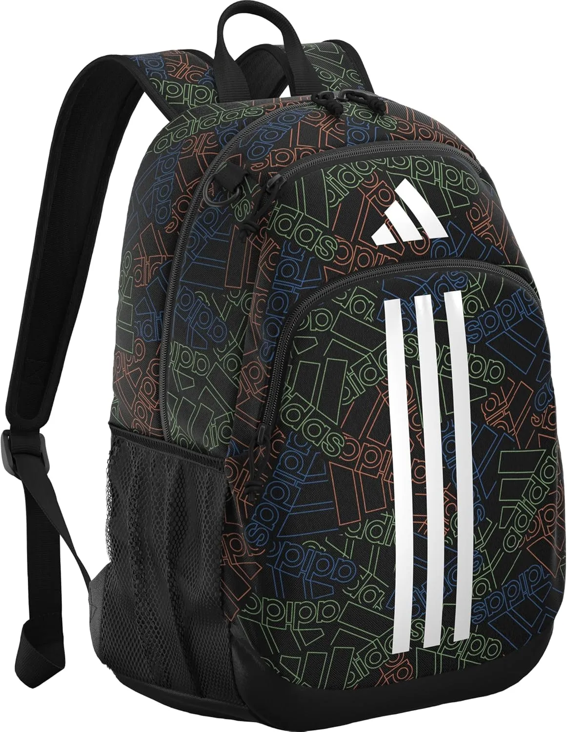 adidas Originator Small Backpack for Men and Women, Athletic Book Bag with Laptop Sleeve, Outline BOS Toss-Black/Black/White, One Size