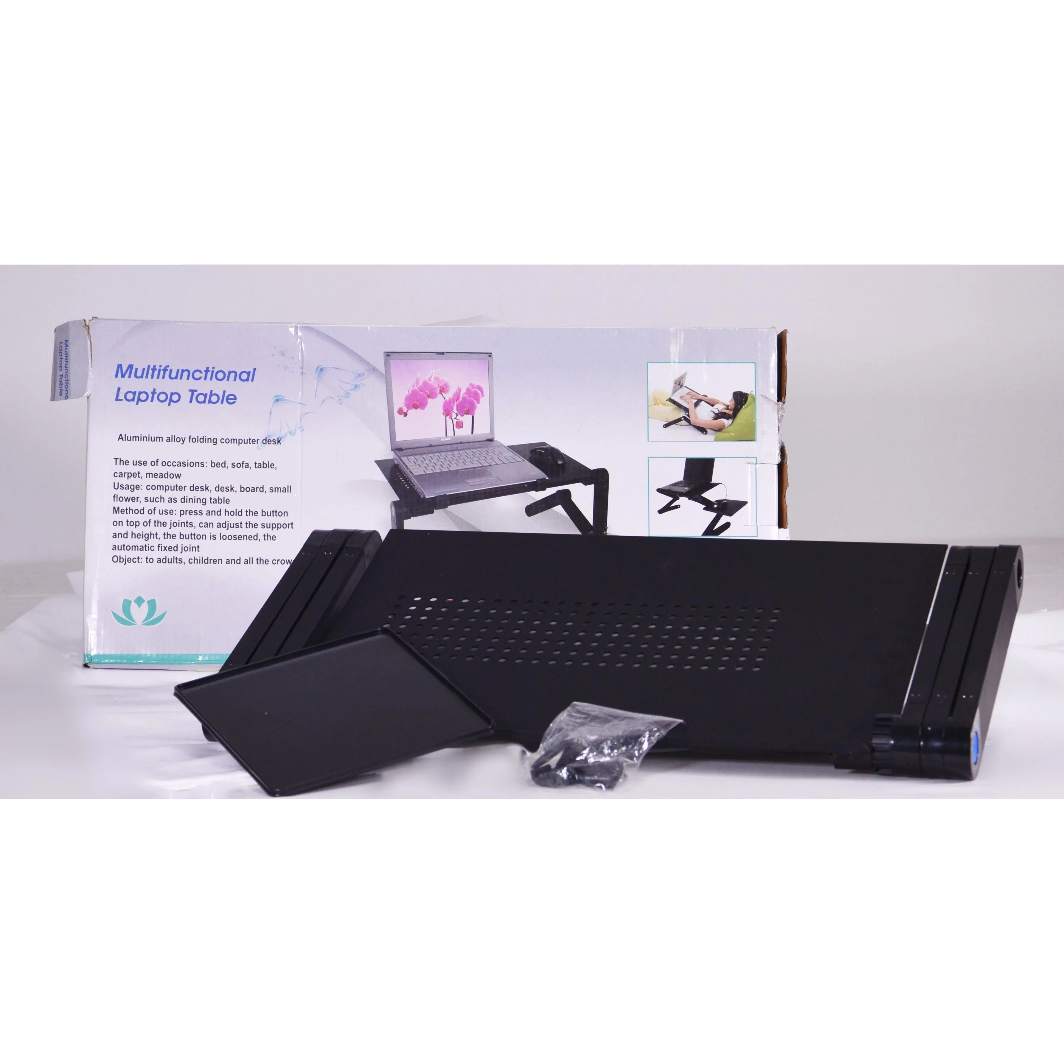 Adjustable & Portable Vented Laptop Desk - Black