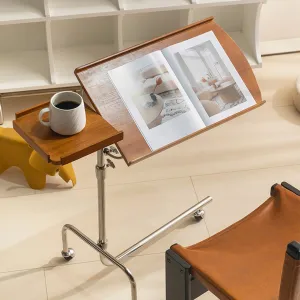 Adjustable Angle&Height C-Shaped Tray Table,Tiltable Desk,Mobile Work Table,Couch Table for Living Room Bedroom,Brown