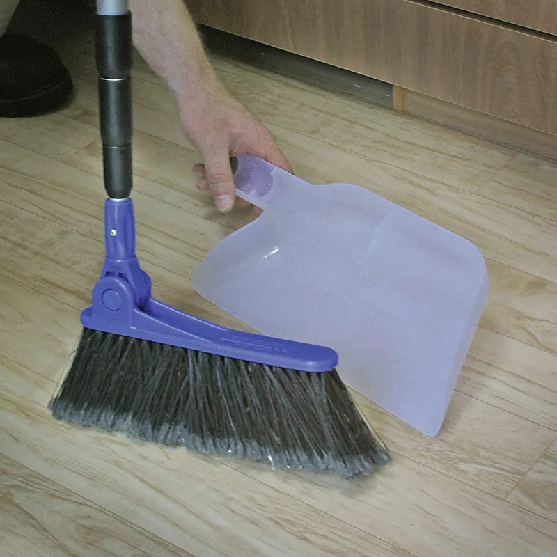 Adjustable Broom with Clip On Dust Pan